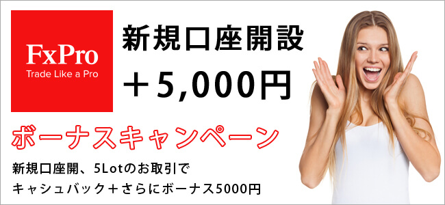 FXPro新規口座開設+5000円キャンペーン