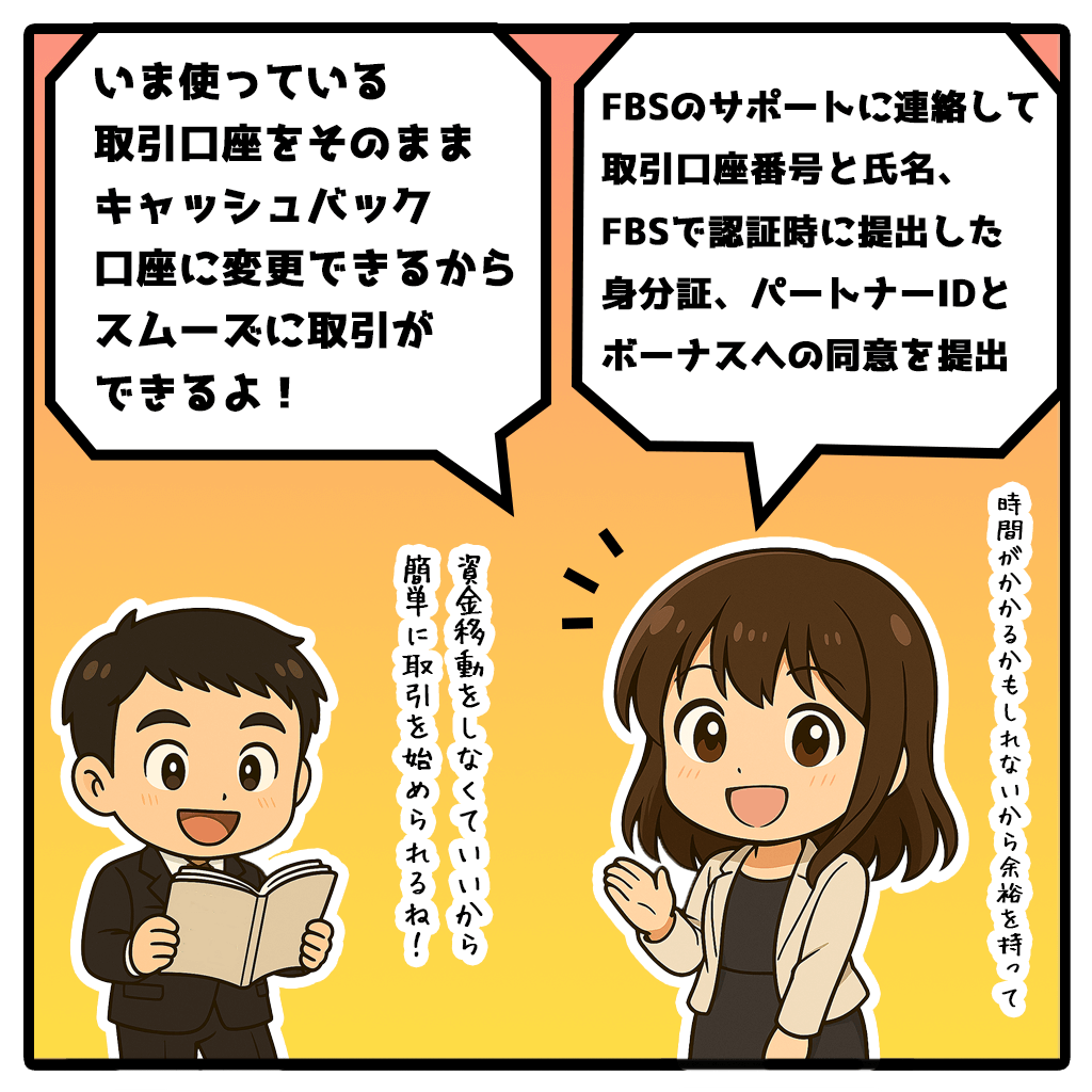 FBSキャッシュバック口座を追加口座開設する方法!3コマ目