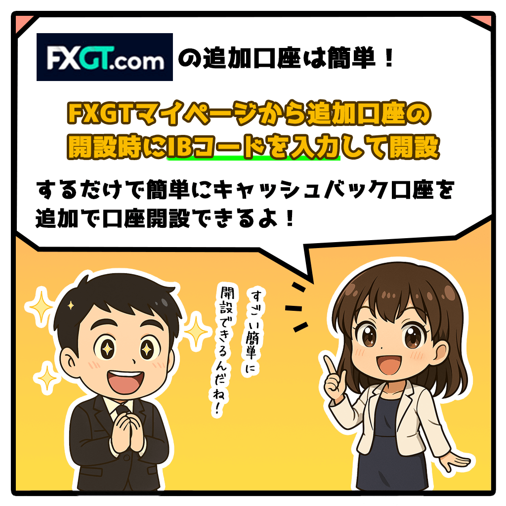 FXGTキャッシュバック口座を追加口座開設する方法!2コマ目