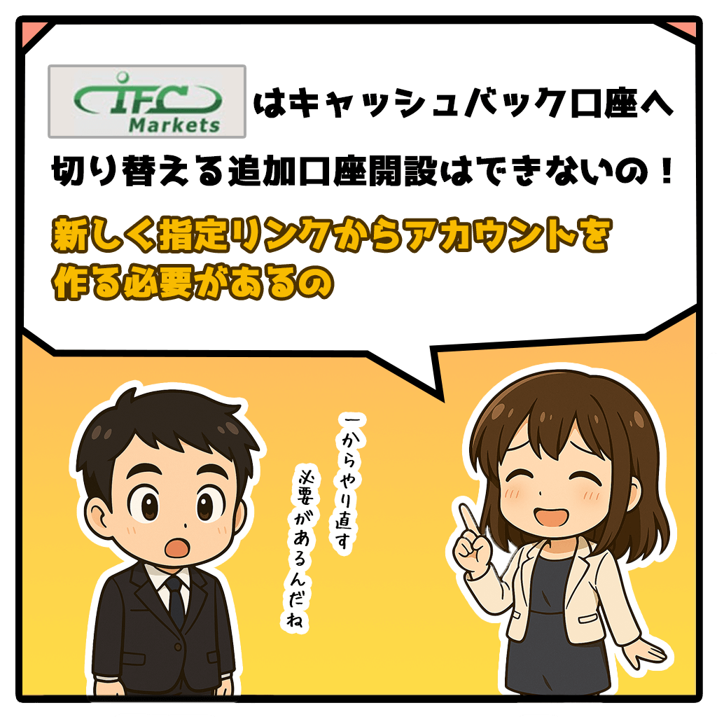 ifcmarketsキャッシュバック口座を追加口座開設する方法!2コマ目