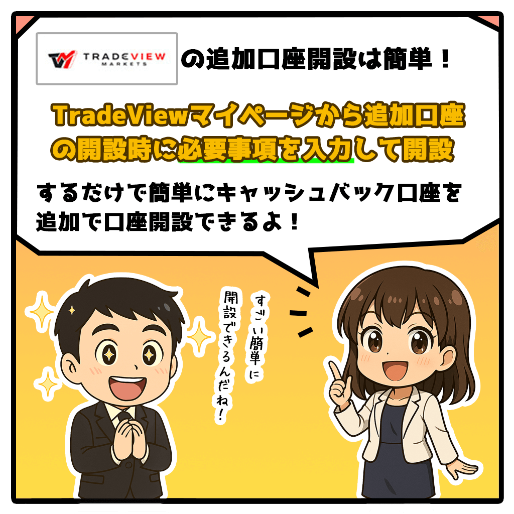 TradeViewキャッシュバック口座を追加口座開設する方法!2コマ目